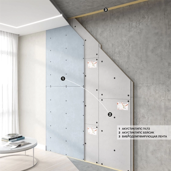 Панель звукоизол. с крепежом АкустикГипс basic 40х600х1200 мм #e4 Панель звукоизол. с крепежом АкустикГипс basic 40х600х1200 мм #e4