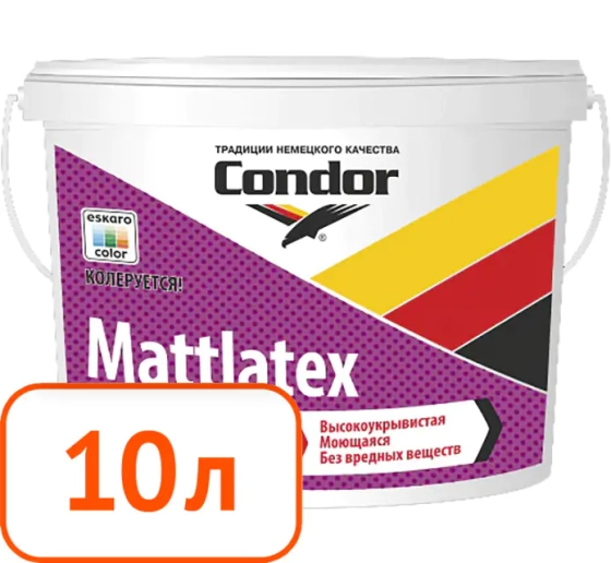 Краска condor mattlatex моющаяся латексная 10 л #q39 Краска condor mattlatex моющаяся латексная 10 л #q39