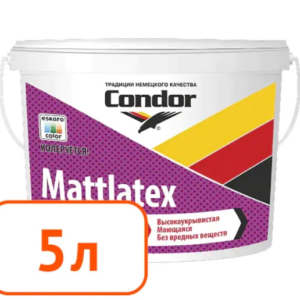 Краска condor mattlatex моющаяся латексная 5 л #q38
