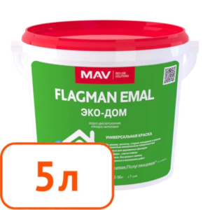 Краска flagman (brava) emal Эко дом mav белая полуглянцевая 5 л #q23