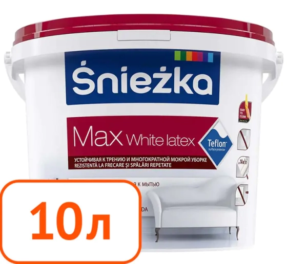 Краска sniezka max интерьерная латексная 10 л #q8 Краска sniezka max интерьерная латексная 10 л #q8
