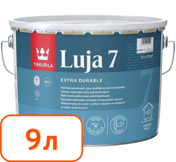 Краска tikkurila luja 7 base a 9 л #q91 Краска tikkurila luja 7 base a 9 л #q91
