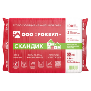 Минеральная вата rockwool Лайт Баттс Скандик 50 мм (в пачке 5,76 м²)