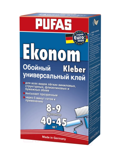 Клей обойный pufas Эконом euro 3000 универсальный 500 г #stk143 Клей обойный pufas Эконом euro 3000 универсальный 500 г #stk143