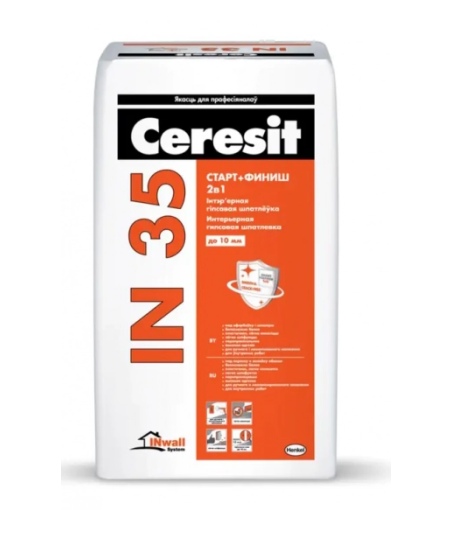 Шпатлевка ceresit in 35 гипсовая старт финиш 15 кг #sptk19 Шпатлевка ceresit in 35 гипсовая старт финиш 15 кг #sptk19