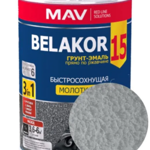 Грунт эмаль belakor 15 по ржавчине 3 в 1 молотковая mav серебристая 1 л #em55