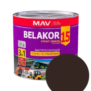 Грунт эмаль belakor 15 по ржавчине 3 в 1 быстросохнущая mav шоколадный 1 л #em68
