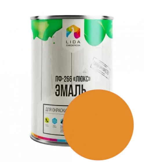 Эмаль ПФ 266 Люкс lida желто коричневая 1 л #em61 Эмаль ПФ 266 Люкс lida желто коричневая 1 л #em61